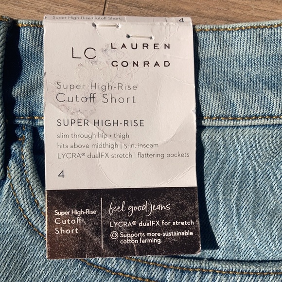 LC Lauren Conrad super high rise cut off distressed denim short 4 - Picture 8 of 17